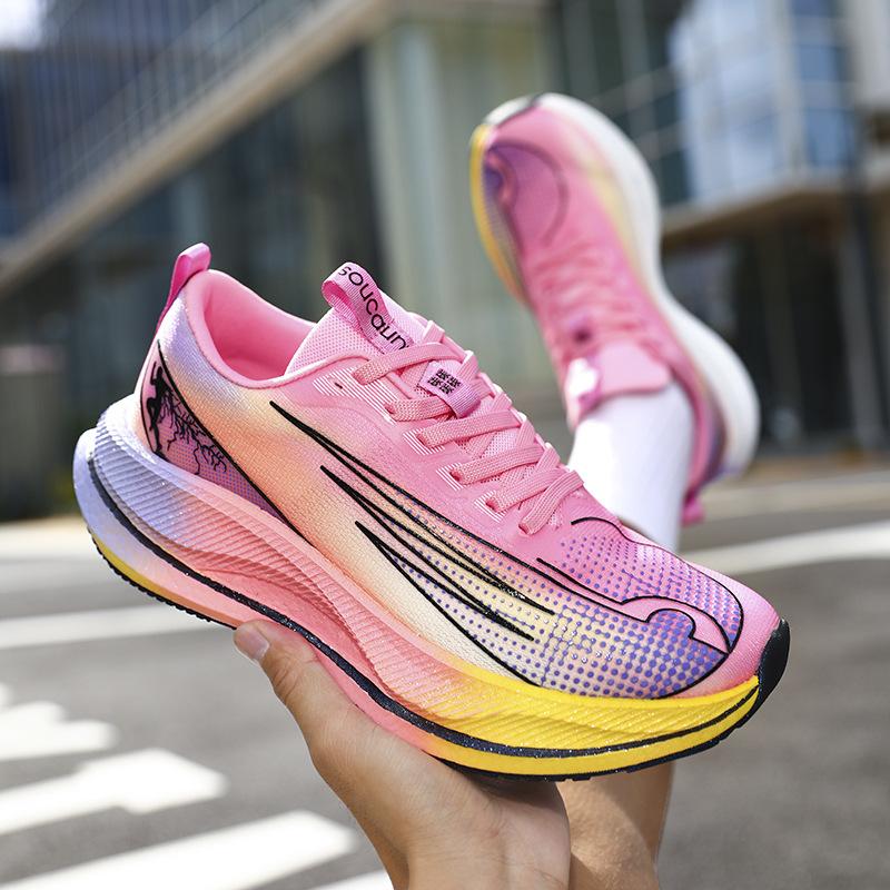 Youth Autumn Running Shoes, Primary and Secondary School Students Mesh Carbon Plate Real Explosion Shock Absorption Sports Non-slip Running Shoe