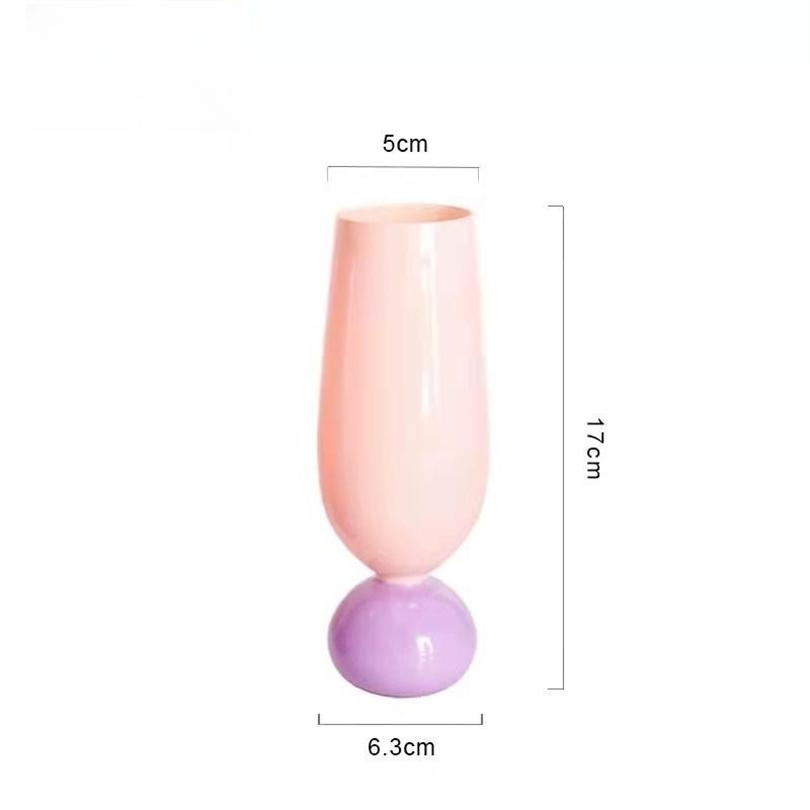 Modern Middle Ancient Cream Color Red Wine Glass Simple Tulip Fresh Ins Milk Drink Juice Cup Household Tall Water Cup
