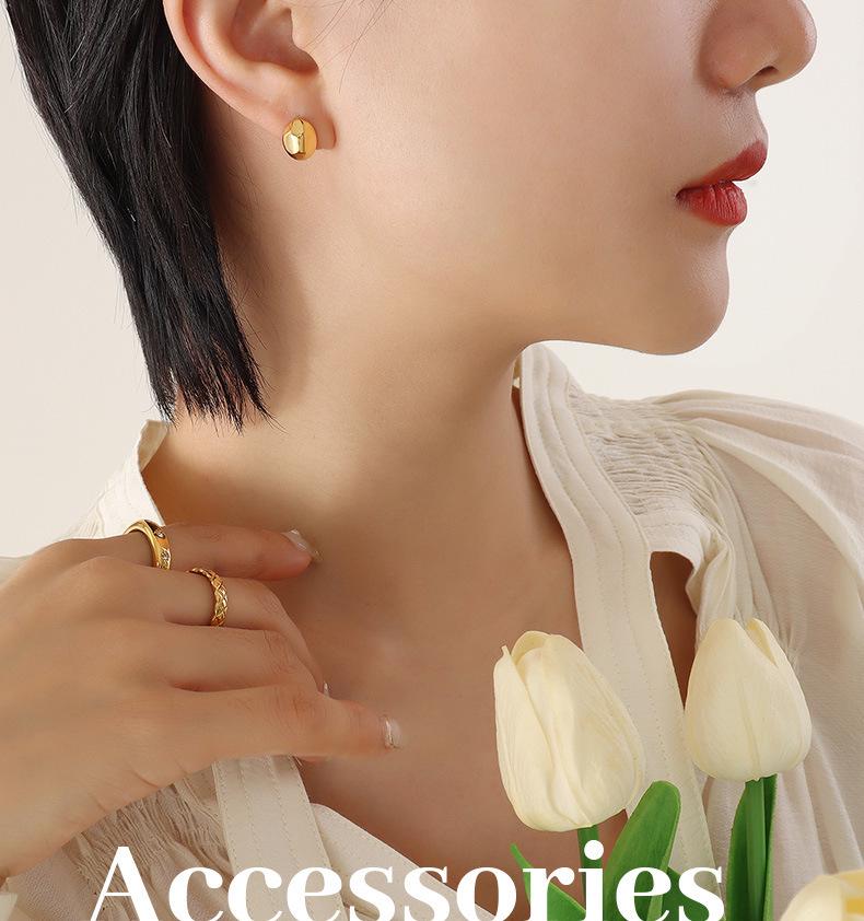 Korean Minimalist 18K Gold Plated Polygonal Stud Earrings in Titanium Steel
