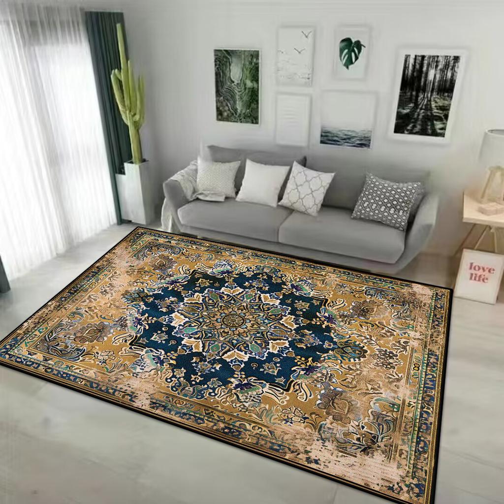 Retro Persian Style Carpet for Living Room Home Decoration Luxury Lounge Rug Soft Bedroom Carpet Non-slip Bedside Mats Washable