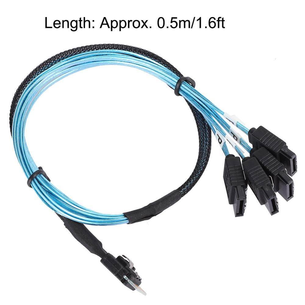 12Gbps SFF‑8654 to 4 x Satas  Cable 38p Server Data Transmission Cable Connecting Line  Computer