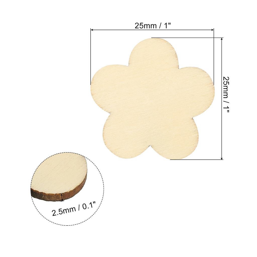 50pcs Wooden Flowers Unfinished Wood Flowers Blank Wooden Cutouts Ornaments Natural Wood Piece for Christmas Party Craft Project
