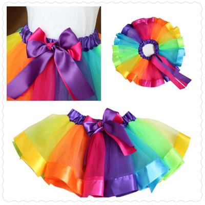 Multicolor Party Baby Girl Princess Toddler Tulle Dance Dress Rainbow Tutu Skirt