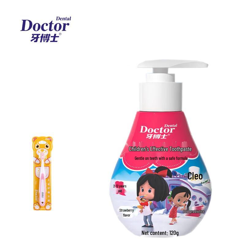 

Доктор. Зубная паста для детей с пробиотиками и фтором и зубная щетка