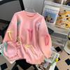 Women's Pink Bow Lazy Style Knit Sweater - Cozy Autumn/Winter Loose Fit, Sweet Age-Reducing Outerwear.