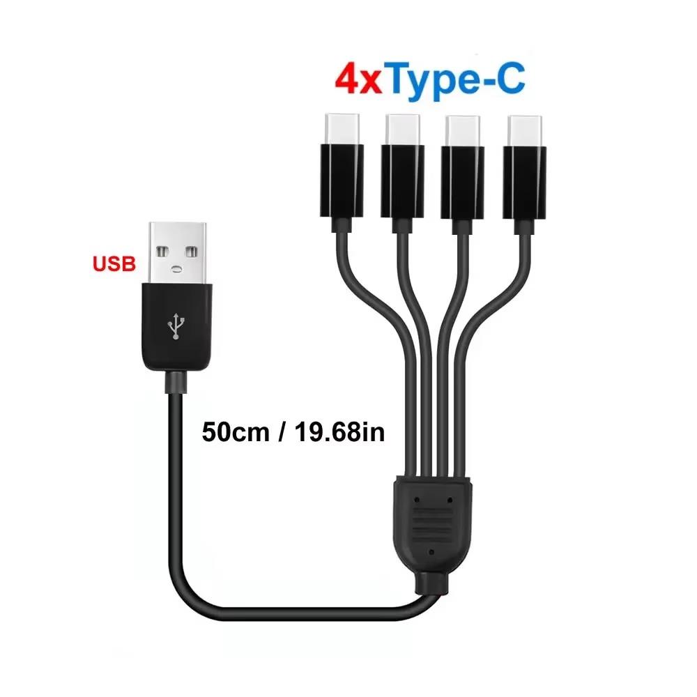 Multiple USB Data Cable 5V 4 Port USB C PD Splitter Cable for Samsung/Xiaomi/Android