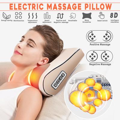 24W Electric Massage Pillow 4/6 Buttons Infrared Heating Neck Shoulder Back Body Massager Device