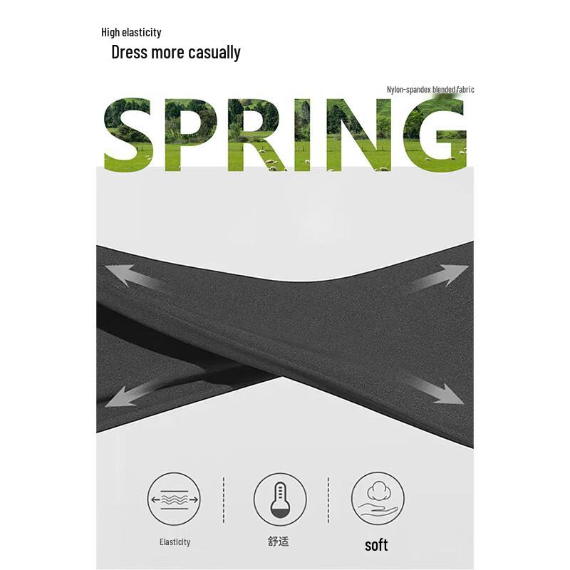 ROMON Men's Autumn/Winter Wrinkle-Resistant Business Casual Straight-Leg Trousers