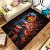 American Flag Dog SkullPattern Square Carpet,Area Rug,Carpet Rug for Living Room Bedroom Sofa Playroom Decor,Non-slip Floor Mat,Holiday Birthday Gifts