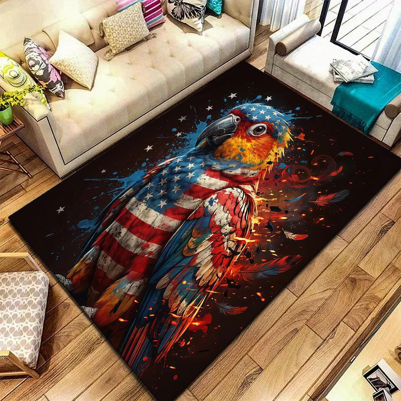 American Flag Dog SkullPattern Square Carpet,Area Rug,Carpet Rug for Living Room Bedroom Sofa Playroom Decor,Non-slip Floor Mat,Holiday Birthday Gifts