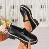 Block Heel Single Shoes Autumn New Round Toe Deep Mouth Platform Non-slip Slip Strap Low Top Shoes
