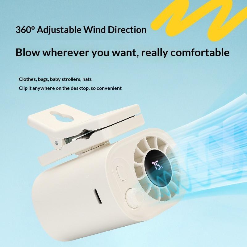 Clip-On Car Fan 360° Rotatable 100 Speed Rechargeable Portable Cooling Fan for Indoor Outdoor Travel Camping Office Use