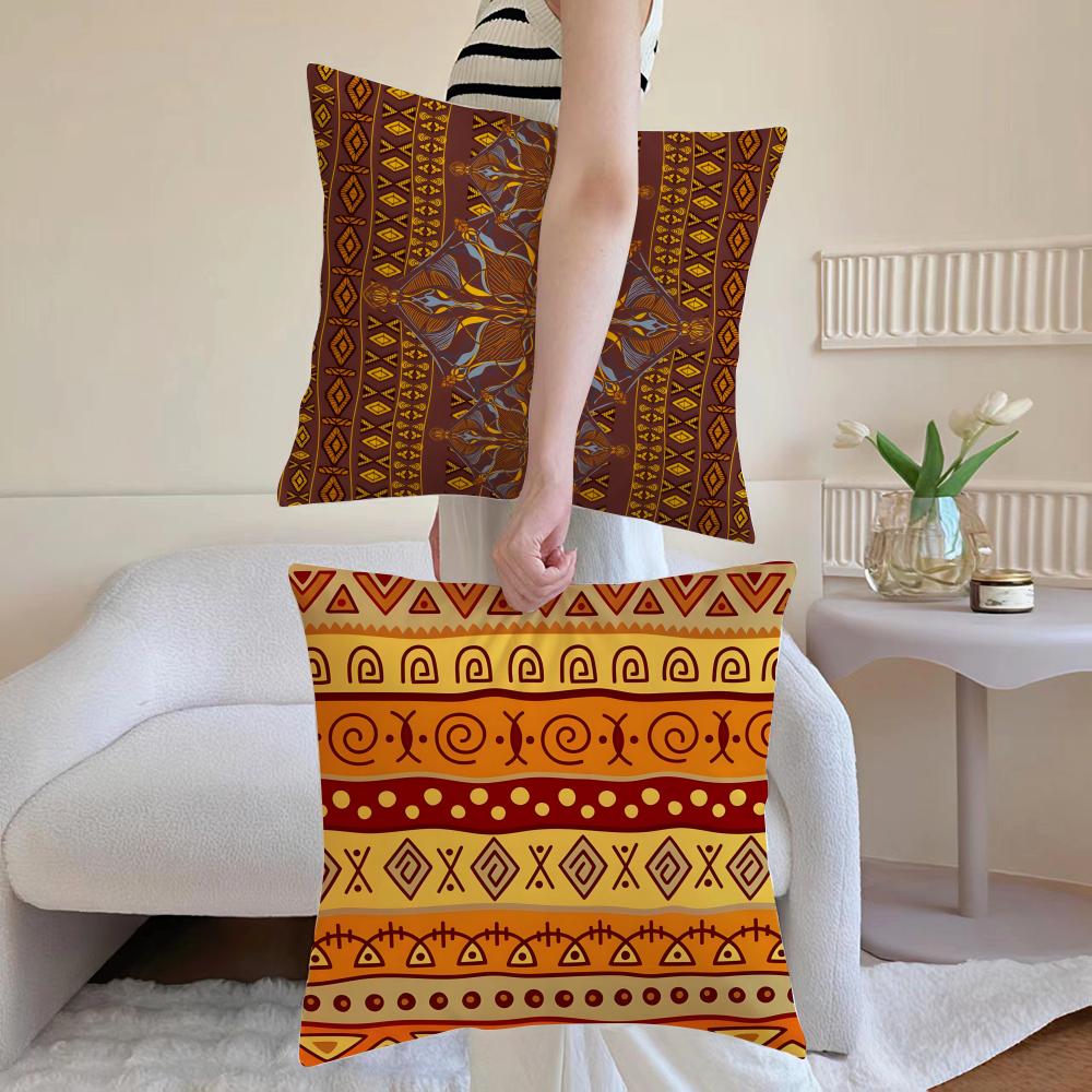 Tribal Style Indian Ethnic Pattern Cushion Cover Linen Cushion Cover Soft Decorative Case For Sofa Home Decor