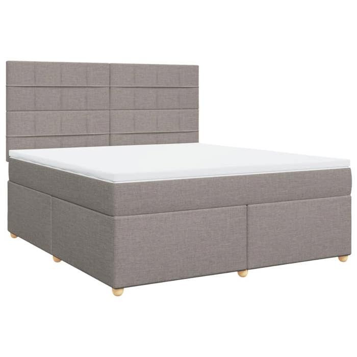 VidaXL Slat Bed Base with Mattress Taupe 180x200 Cm Fabric 3291363
