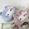 Kawaii Hello Kitty Plush Pencil Case Cartoon Large Capacity Stationery Cosmetics Pencil Pouch Multi-Functional Storage Bag Gift