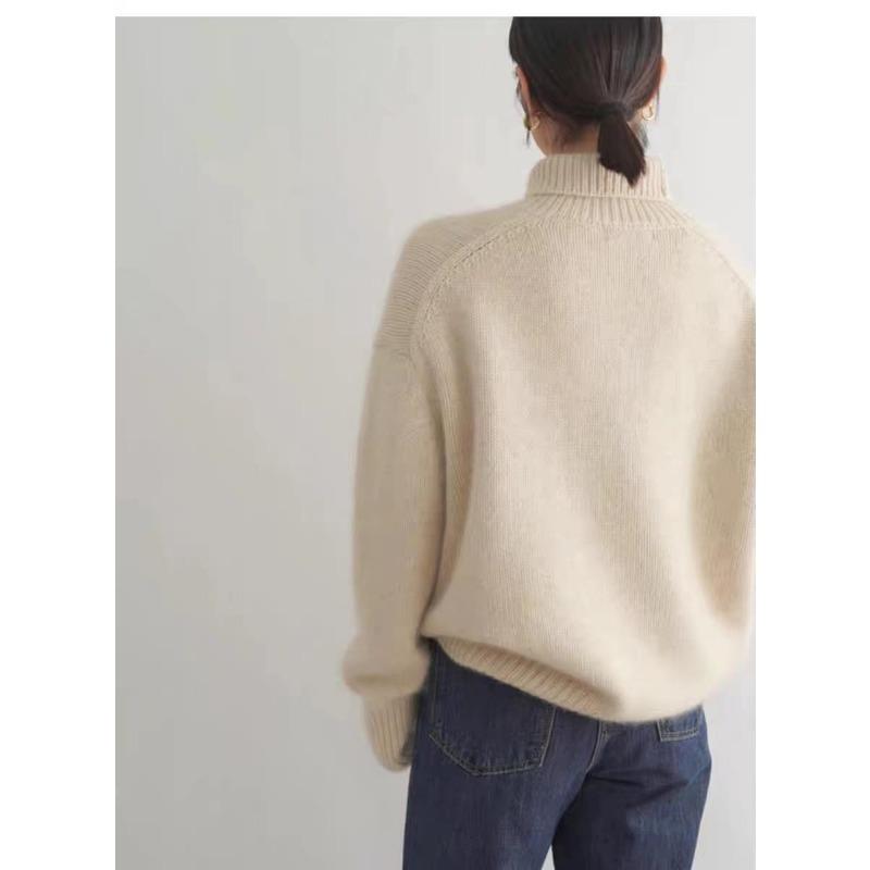 Women's Turtleneck Sweater Soft Warm Loose Casual Solid Color Knit Pullover Basic Style Top Autumn and Winter Commute Harajuku Style