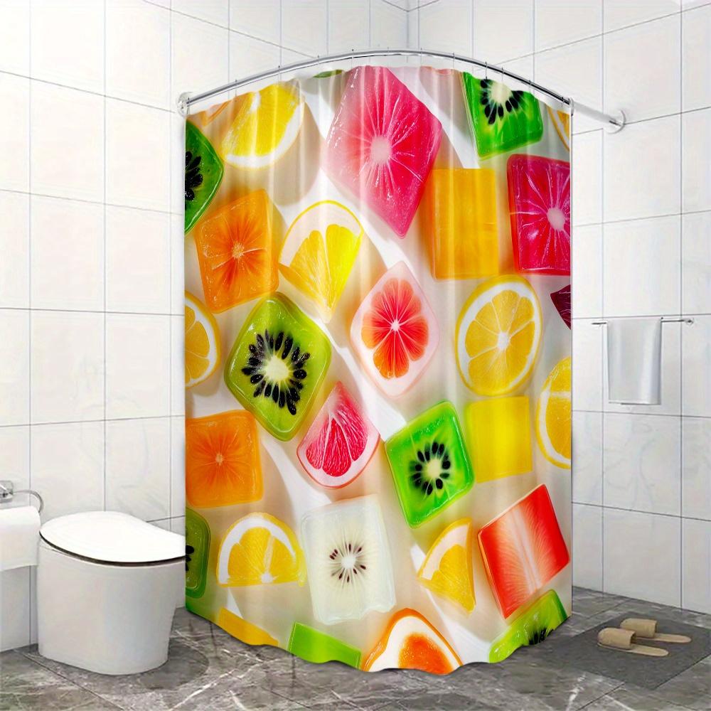 Fruit Slice Print Waterproof Shower Curtain For Bathroom, Bright Citrus Design Adds Freshness To Your Bathroom Decor