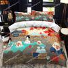 Bettbezug-Set im japanischen Stil, King-Size-Bett, Queen-Size-Bett, Ukiyo-e-Motiv, Wellenmuster, Polyester-Bettwäsche-Set, Fuji-Berg, exotischer Stil