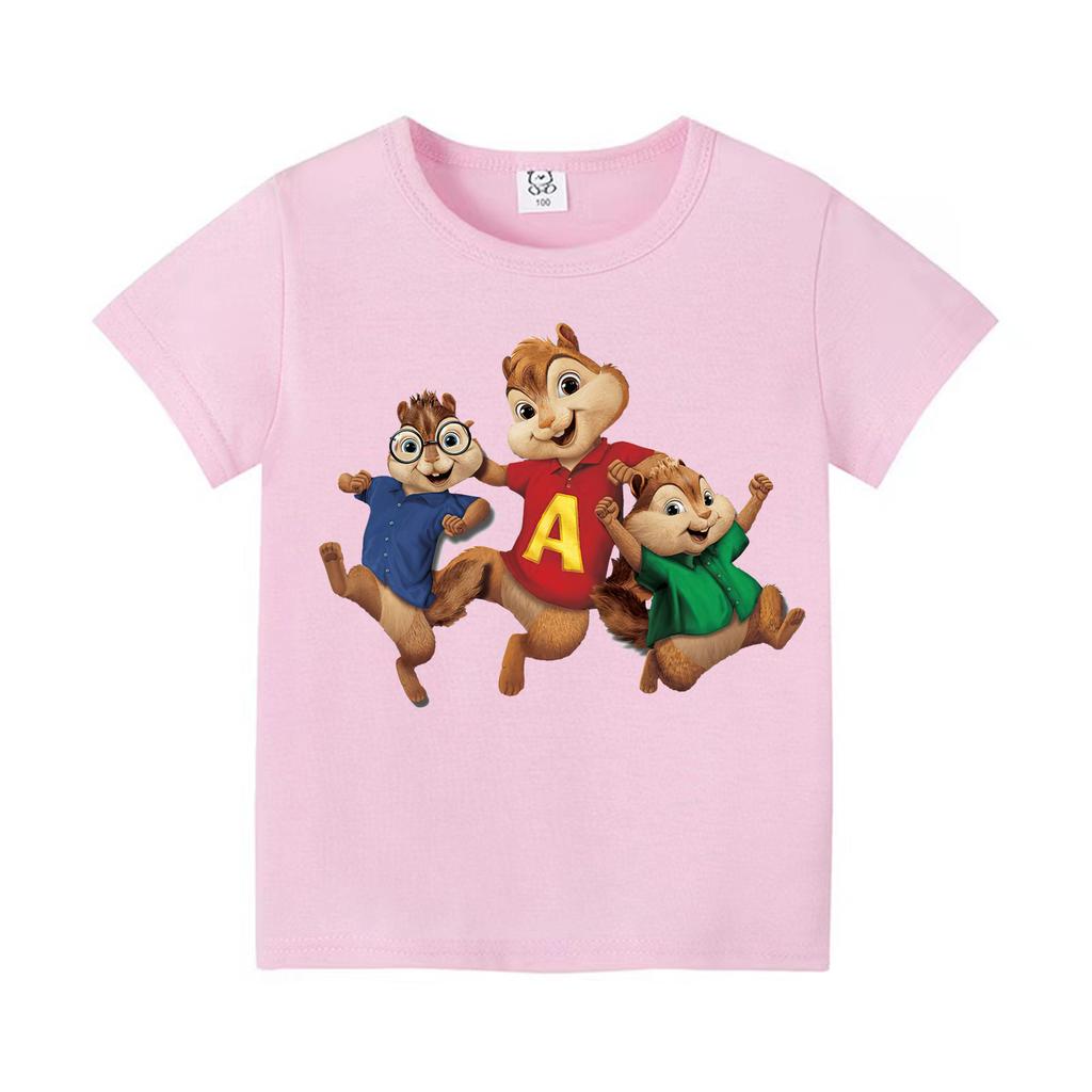 Ropa Linda de Ardilla de Dibujos Animados de Moda Camiseta de Verano de Manga Corta para Niños y Adolescentes Niños y Niñas