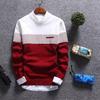 Herren Color Block Streifen Rundhals Langarm Schlank Gestrickter Pullover Pullover Oberteil