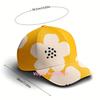 Baseball Cap With A Yellow Floral Design, Featuring A Straightforward Flower Pattern. This Cap Embodies A Refreshing Summer Styl