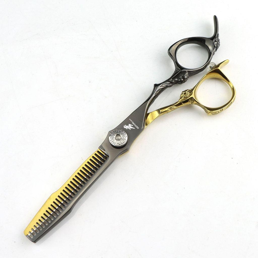 XGL-88 Black Gold Hairdressing Scissors Set: Straight, Serrated, Thinning Scissors for Barber Shops