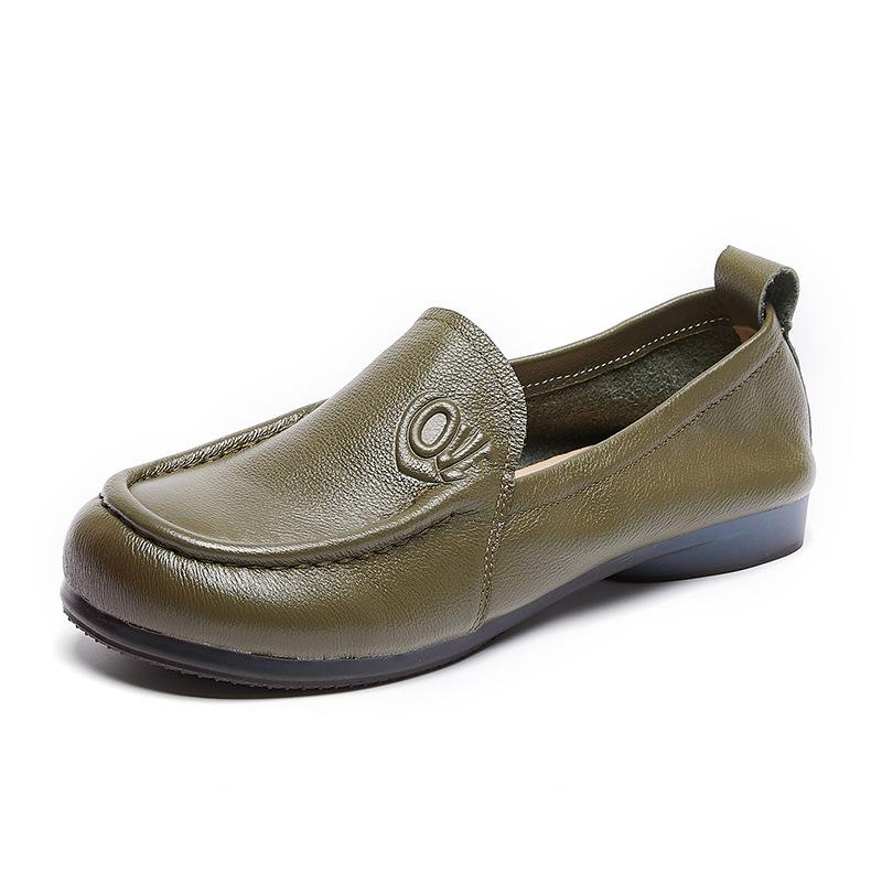 

Women s shoes leather shoes middle-aged and elderly soft-soled retro non-slip flat-soled single shoes soft leather round head elderly shoes 40