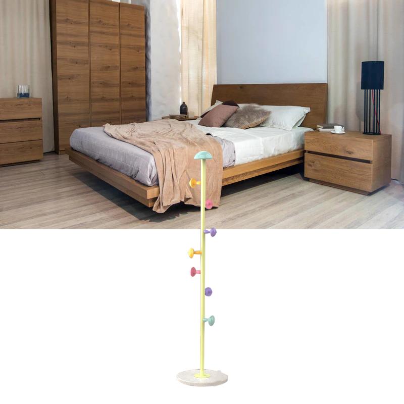 Stand Hanger Rack Metal 7 Hooks Removable Houseware Standing Coat Hanger for Bedroom Fresh Yellow
