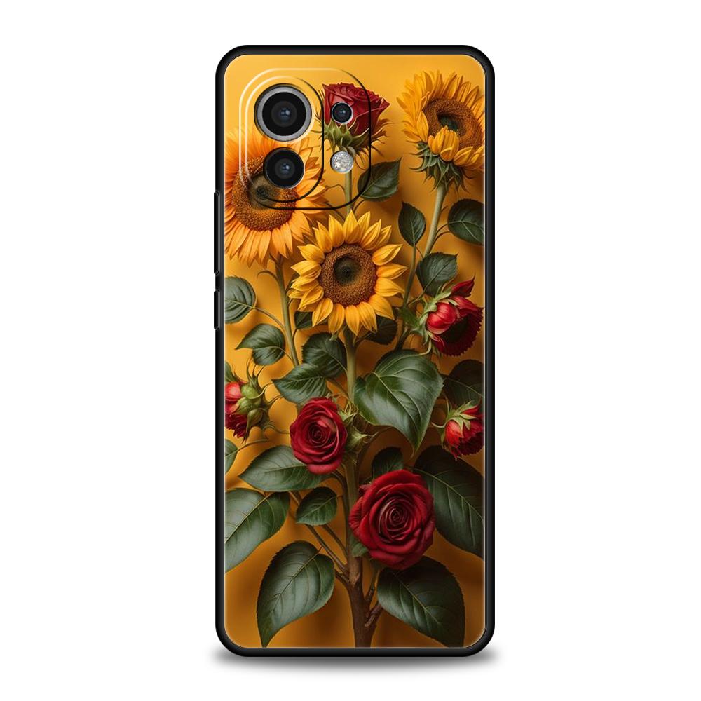Sunflower Phone Case for Xiaomi Mi 14 13 12 11 Ultra 13T 12T Poco C51 F3 F4 F5 X3 X4 NFC M3 Pro Lite 5G Silicone Cover Capas Bag