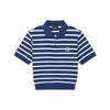MLB New York Yankees Striped Casual Sports Summer Breathable High-Quality Short Sleeve Polo Shirt Women Polo Shirts Blue 3FPQV0143-50NYL