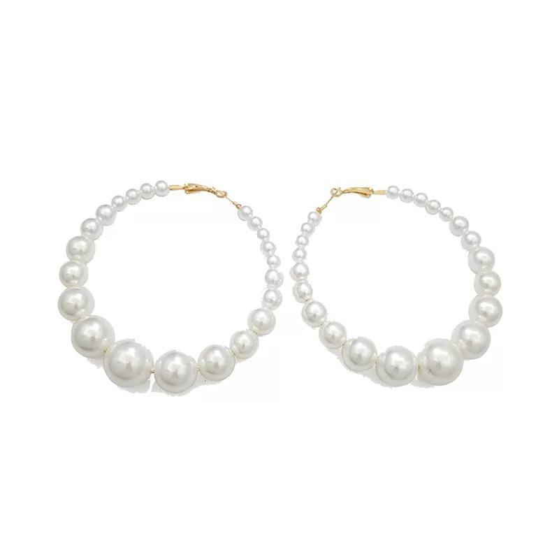 New Design Sense Oversized Pearl Circle Earrings Women, Exaggerated Personalized Earrings Geometric Earrings