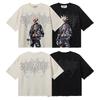 Schweres Hip Hop Totenkopf Print Kurzarm T-Shirt Herren und Damen Locker Übergröße Diamant Vielseitiges Oberteil