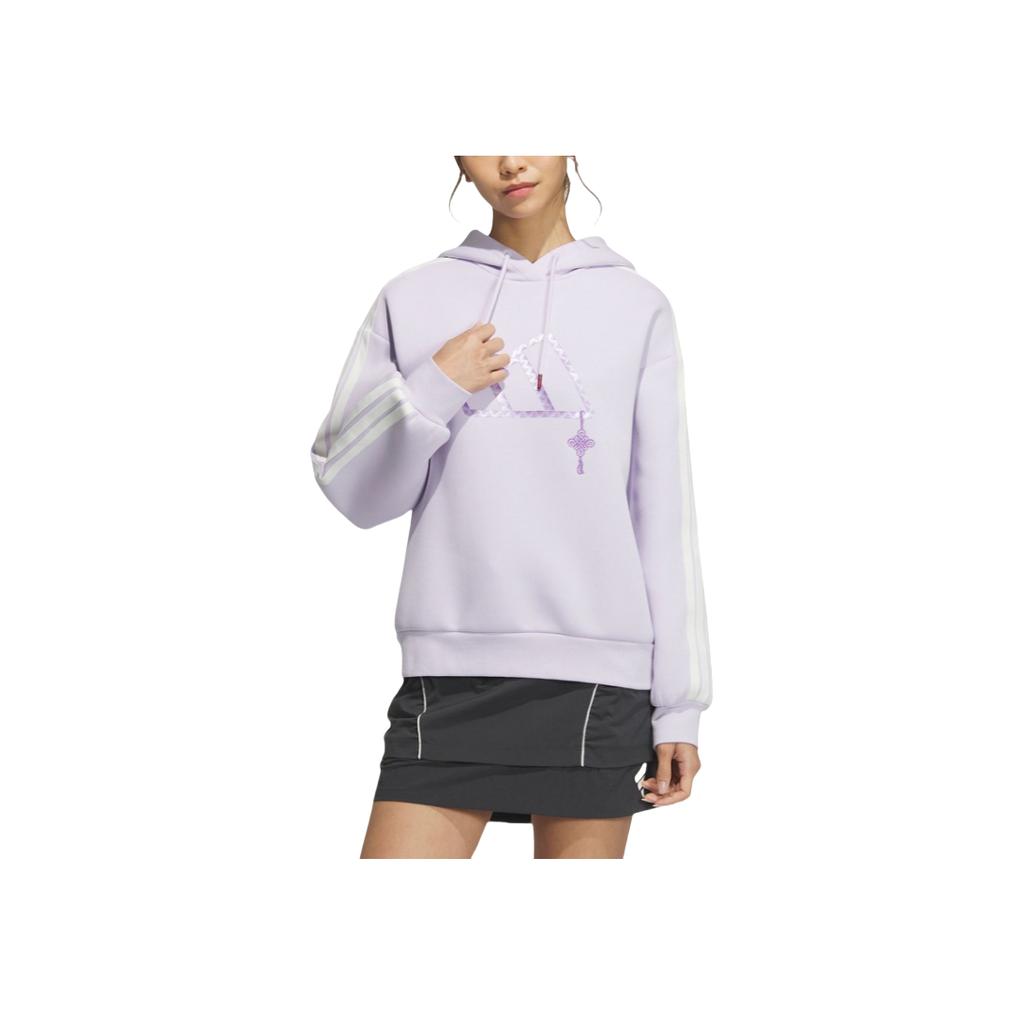 adidas Year Of The Snake Limited Edition Casual Series Brand Logo Hooded Pullover Striped Long Sleeve Sweatshirt Women Sweatshirt Light-Purple JZ1637