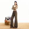 American Retro Denim Slim-fitting Trousers Brown Coffee White New Comfortable Autumn and Winter Mopping the Floor Slightly Versatile Drape