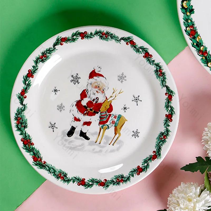 Kreativ Jul Keramisk Tallrik Porslin Lyxig Restaurang Biff Pastatallrikar Hemma Läckra Rätter Sopptallrik Utsökta Muggar