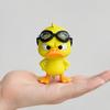 Fun Car Dashboard Decor 3D Printed Angry Yellow Duck Figurine with Detachable Swimming Goggles, Funny Office Desk Ornaments Statue, Desktop