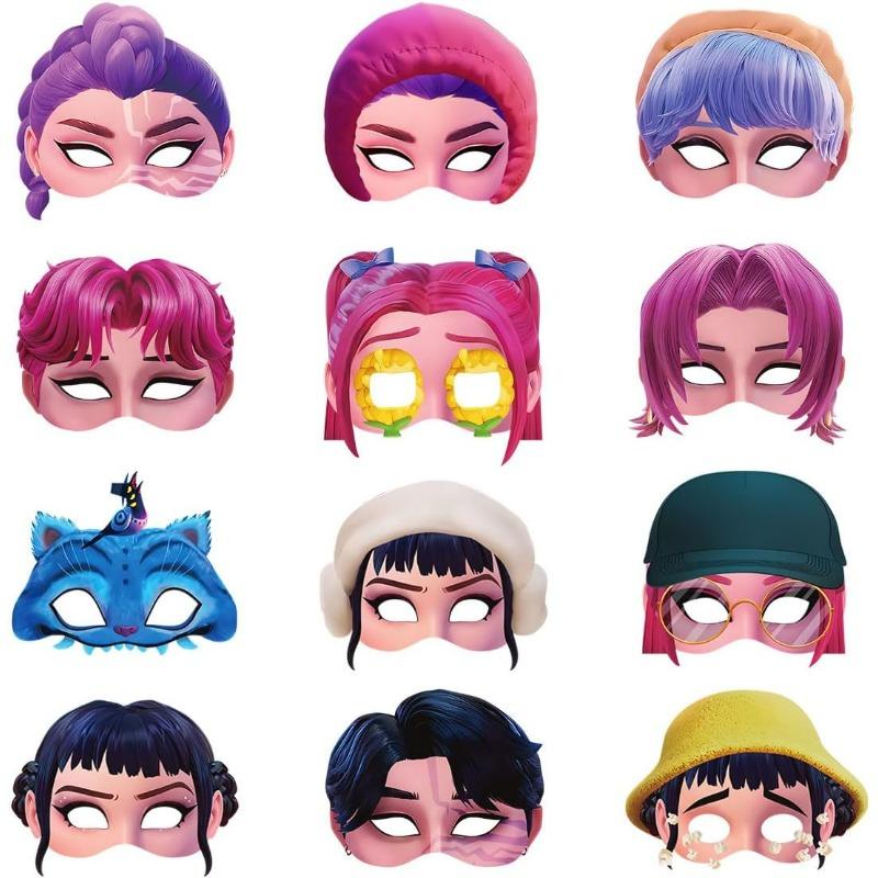 12 Stück Kpop Hunters Halbmasken/Brillen Set, Requisiten für Halloween, Partys & Rollenspiele