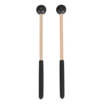 1 Pair Percussion Mallet Rubber and Maple Multifunctional Tongue Drum Mallet for Concert Black