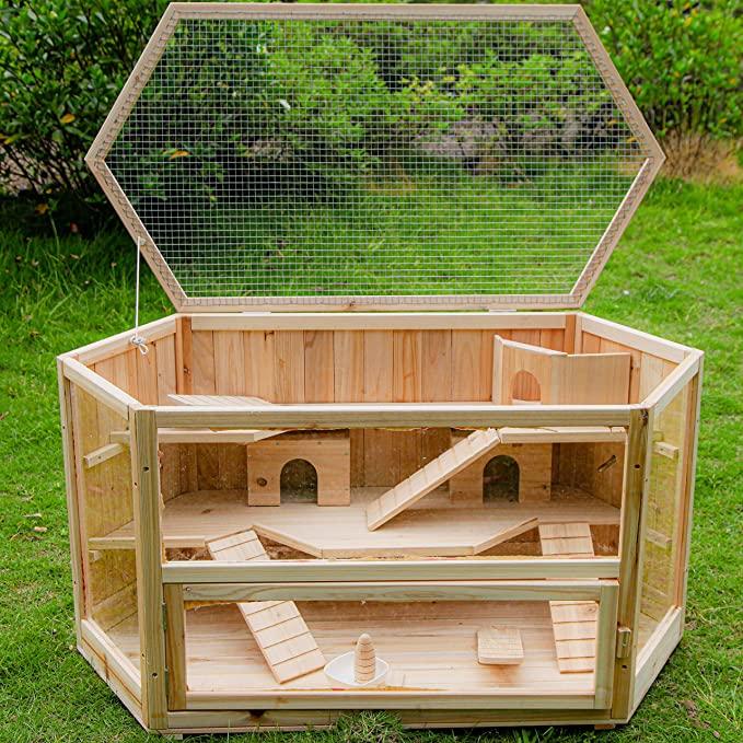 Fashion Three Layer Solid Wooden Hamster Cage