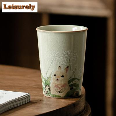 250ml Krem Ru Fırını Porselen Çay Fincanı Sevimli Tavşan Kola Bardağı Çay Demleme Su Sürahisi Büyük Seramik Kahve Fincanı Kung Fu Çay Seti İçecek Eşyaları