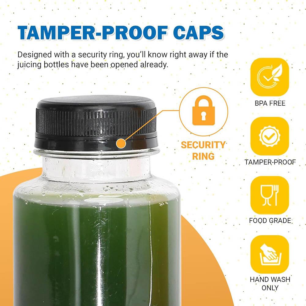 12OZ Juice Bottles with Caps Bulk, Empty Plastic Bottles with Tamper Evident Lids for Juicing,Protein Drinks and Beverage Drink