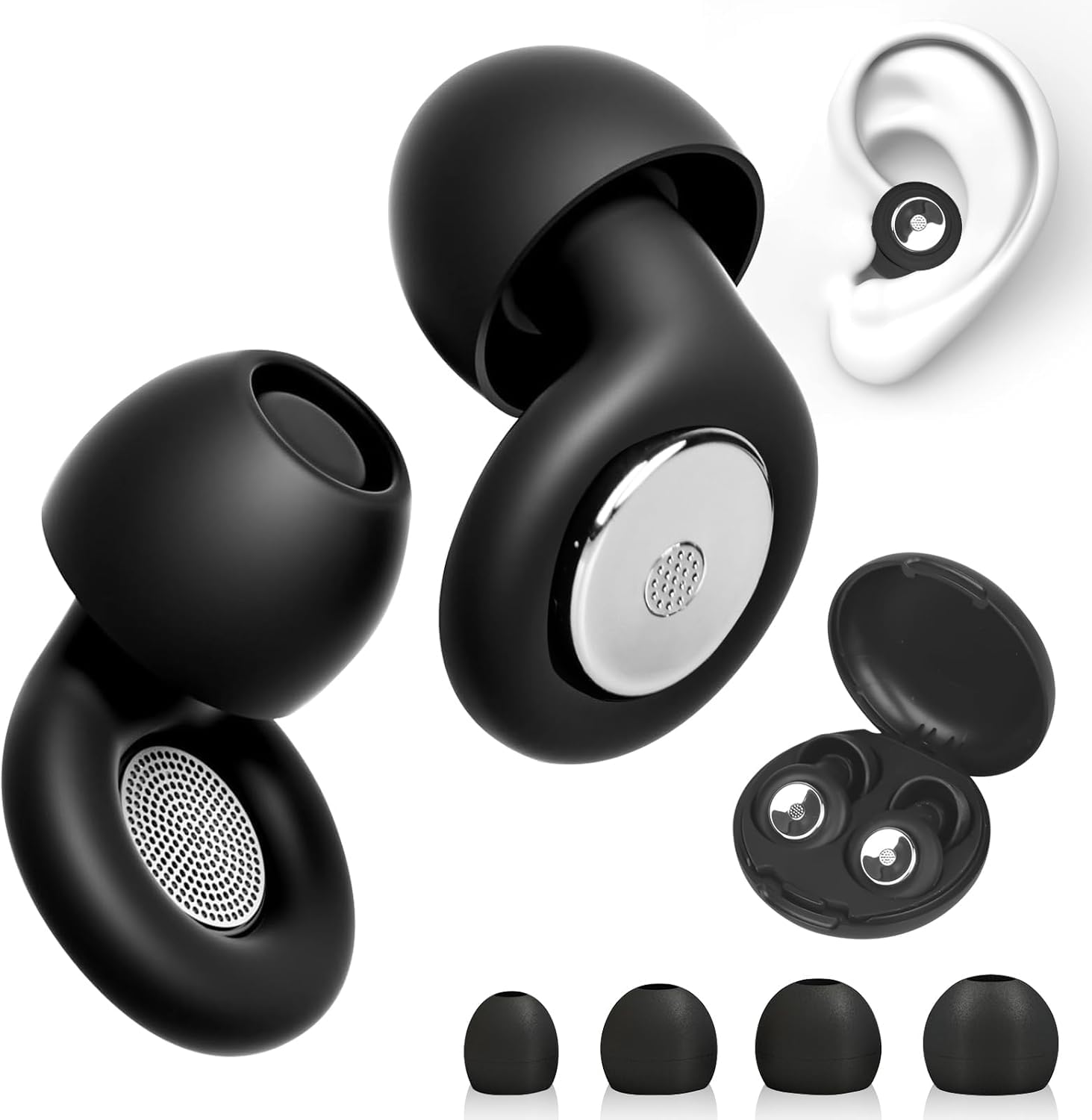 

Complete 55dB Sleep Unisex Hearing Sleep Prevent Storage Pouch Perfect for and Use Sound-Blocking Noise-Canceling Earplugs, Reduction, Earbuds, чёрный