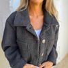 European & American Autumn/Winter Women's Lambswool Cashmere Single-Breasted Cardigan Coat with Patch Pockets