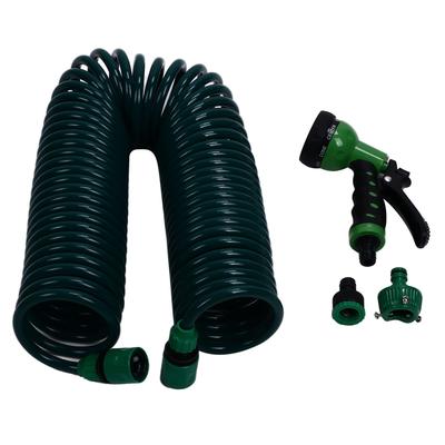 15m 49.2ft EVA Coil Garden Hose with 7 Modes, Telescopic Spring Tube for Watering Plants and Lawns