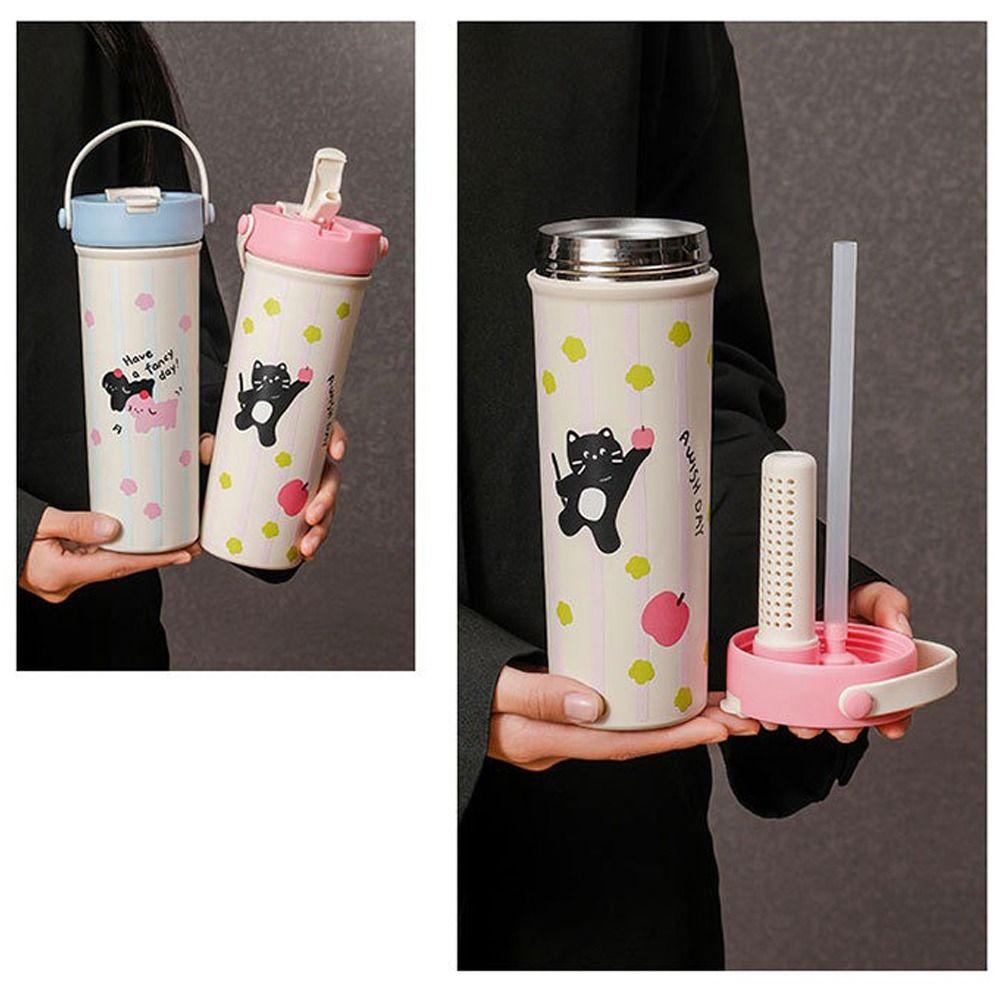 316 Stainless Steel Water Cup Leak-proof Straw Cup Portable Cartoon Insulated Cup