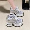 Fashion Spring Autumn Women Chunky Sneakers Breathable Mesh Casual 10.5CM Wedge Heels Platform Footwear Summer Femme Sport Dad Shoes