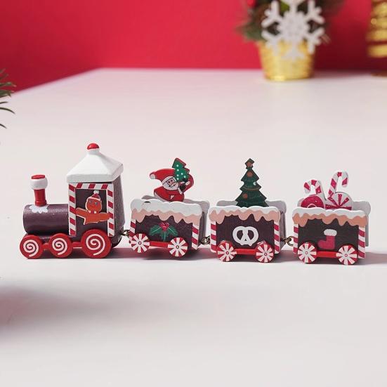 Julepynt Tog Tre Festlig Mini Tog Ornament Julepynt Tog Midtpunkt for Peishylle Spisebord Godt Nyttår Gave