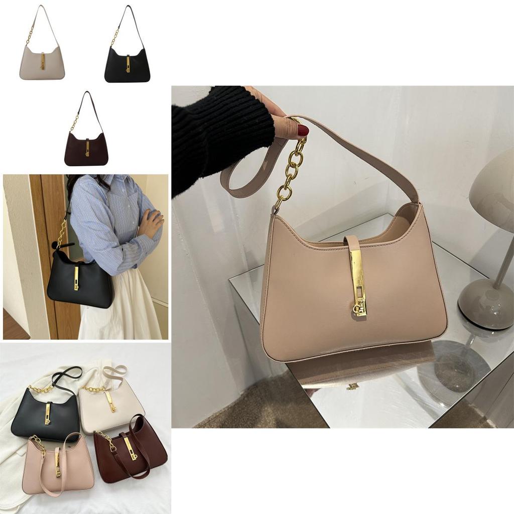Trendy 2023 Winter New Pure Color Pu Underarm Bag French Style Shoulder Bag For Women