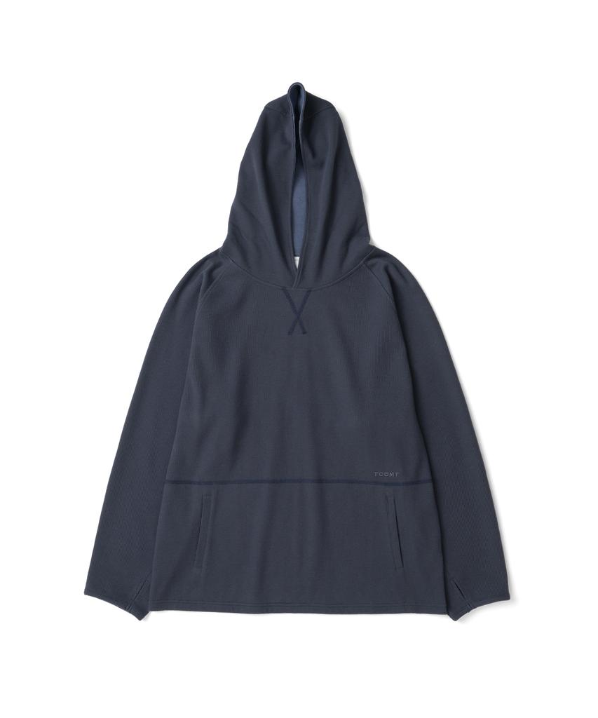 THE COLDEST MOMENT Tcm Stitch Cross Hooded Long Sleeve (Navy)
