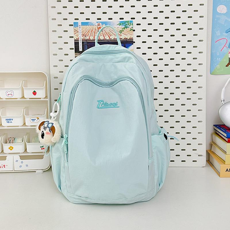 Korean version ins style solid color small fresh schoolbag women, junior high school girls, high school students backpack light travel backpack